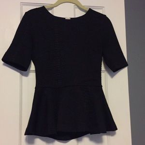 Black short sleeve peplum top